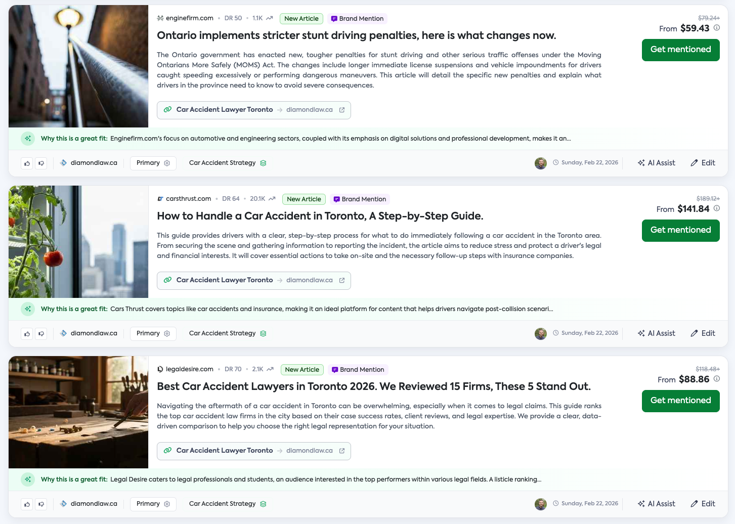 Strategy output in dashboard