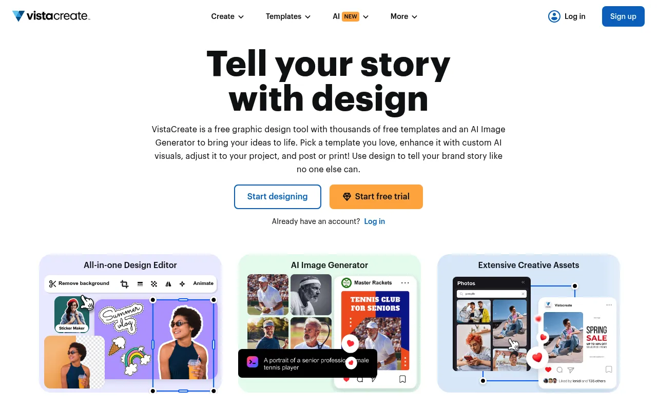 VistaCreate UI screenshot