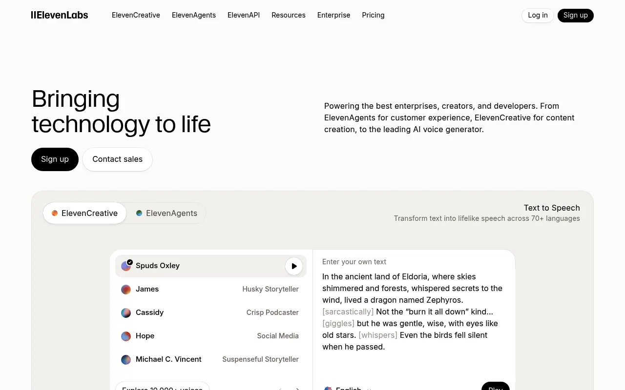 ElevenLabs Dashboard Screenshot
