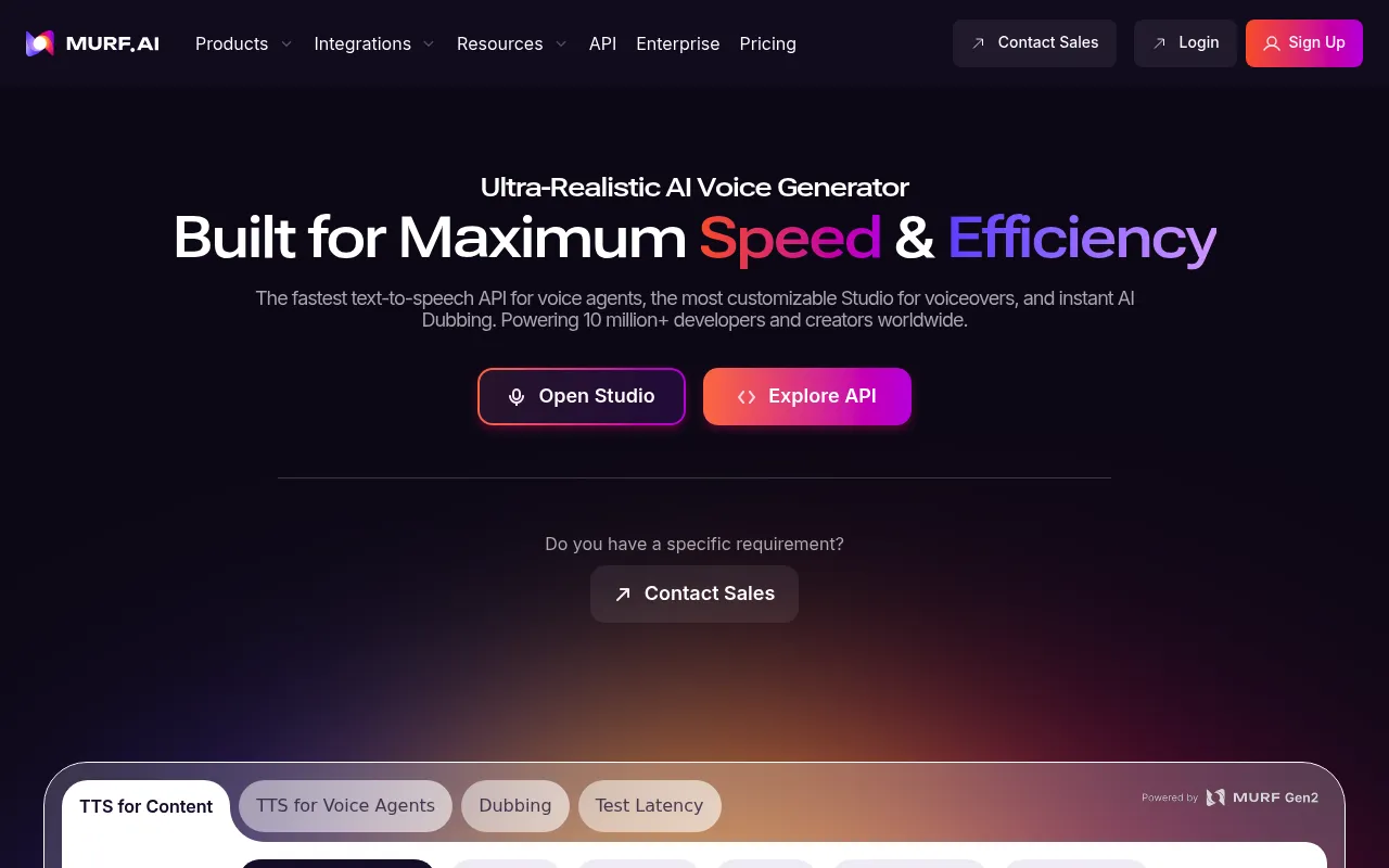 Murf AI Dashboard Screenshot