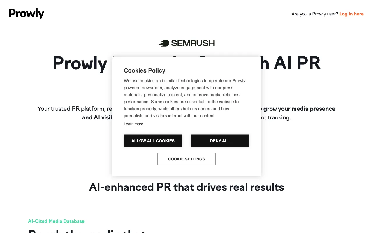 Screenshot of Prowly