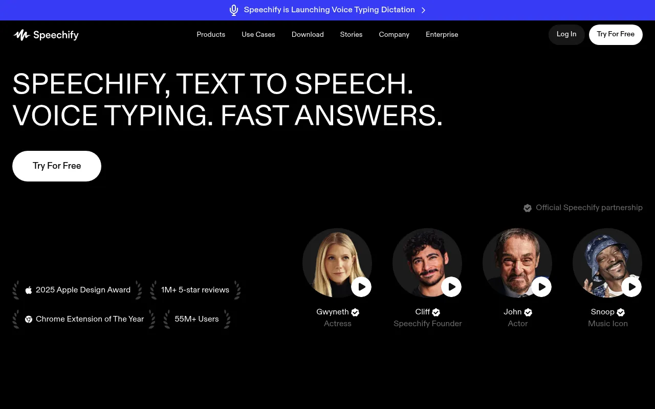 Speechify Dashboard Screenshot