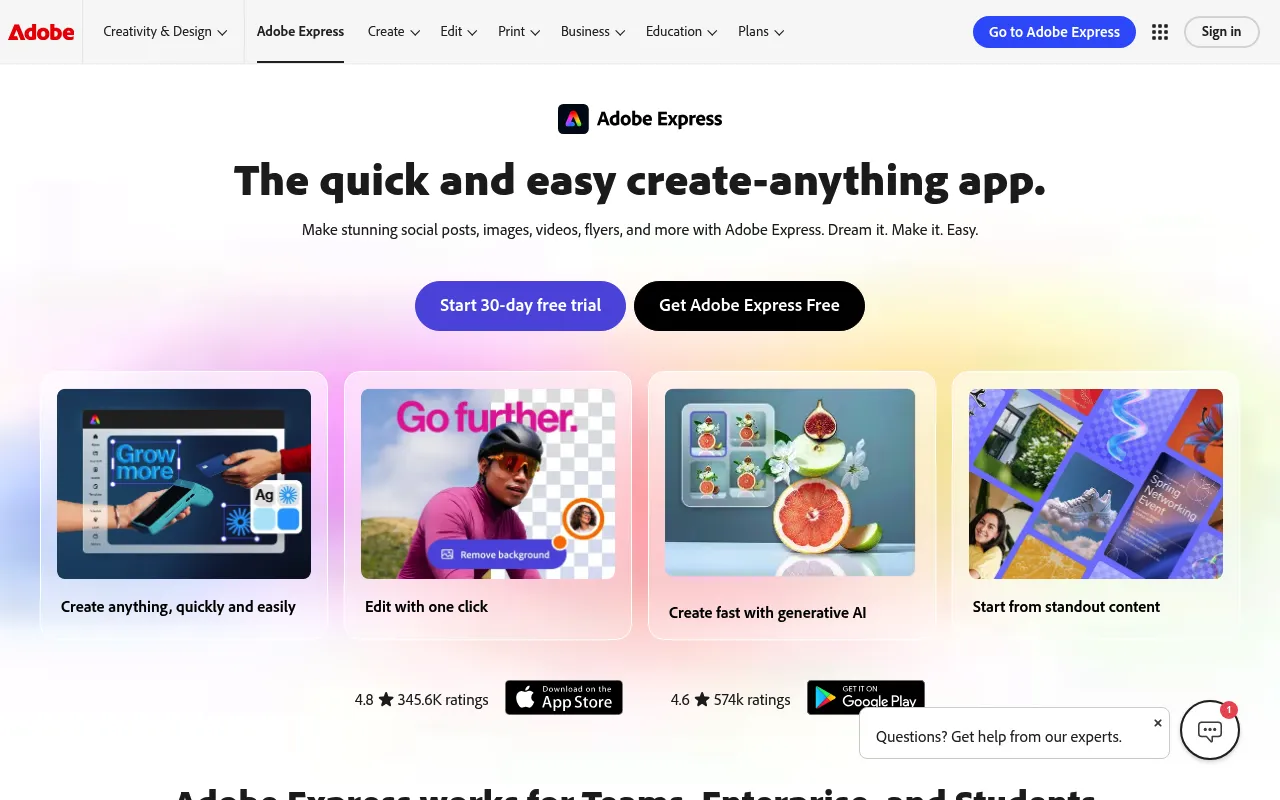 Adobe Express UI screenshot