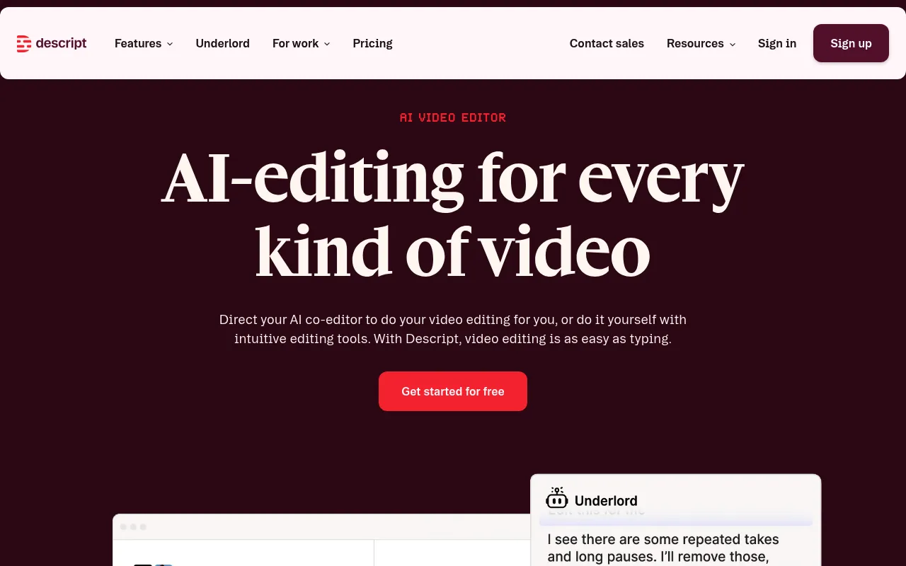 Descript interface screenshot